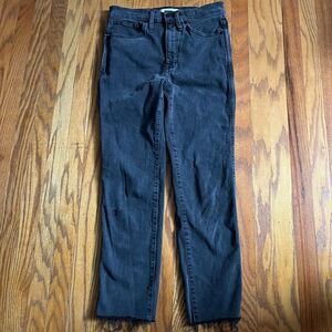 MADEWELL Stovepipe Straight Leg Denim Jeans Size 27 Black Raw Hem